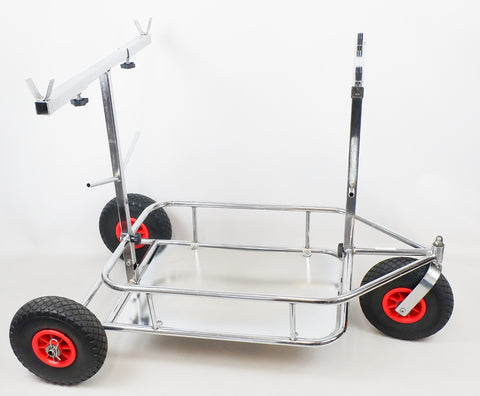 Chrome 3 Wheel Trolley with Shelf & Tyre Posts