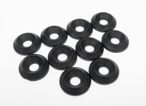 Set of 10 M6 x 17mm Black Plastic Countersunk Washers