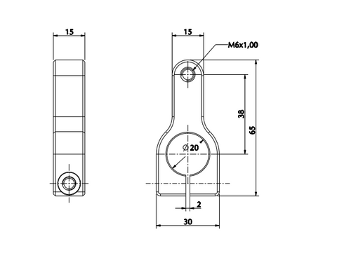 Silver Aluminium Pedal Stop Bracket 20mm I/D